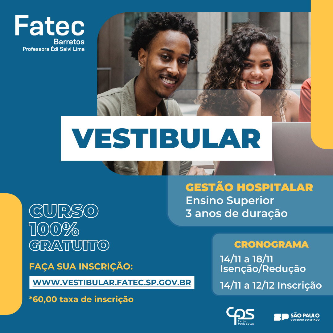 Imagem JPG, Curso superior gratuito: Fatec de Barretos abre inscrições para o Vestibular